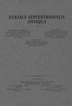 Eurasia Septentrionalis Antiqua. I. Helsinki: 1927.
